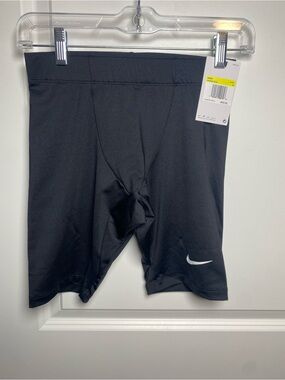 Nike Kids Black Athletic Compression Shorts with White Swoosh